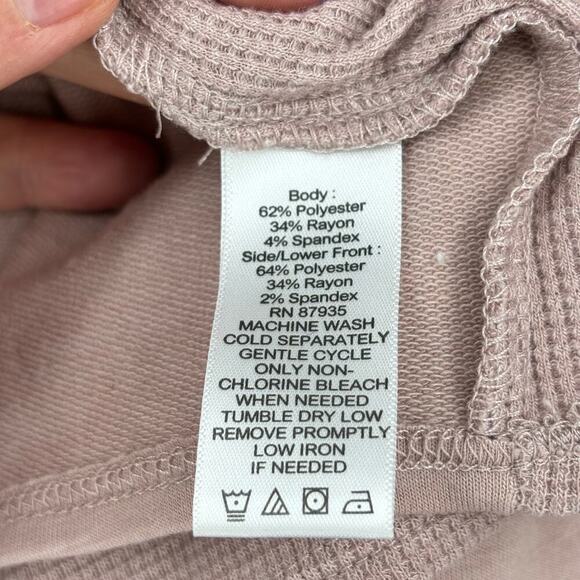 LOGO Lounge Lori Goldstein French Terry Open Cardigan Waffle Panels Beige XS - Picture 9 of 9